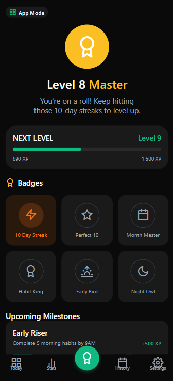 Habits Rewards Screen